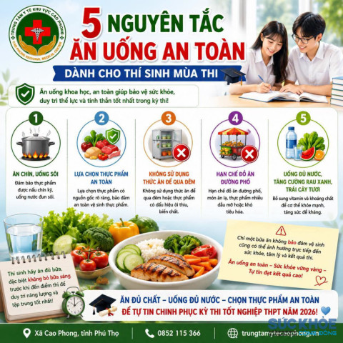 Trung tâm Y tế khu vực Cao Phong đồng hành chăm sóc sức khỏe sĩ tử trước kỳ thi tốt nghiệp THPT 2026