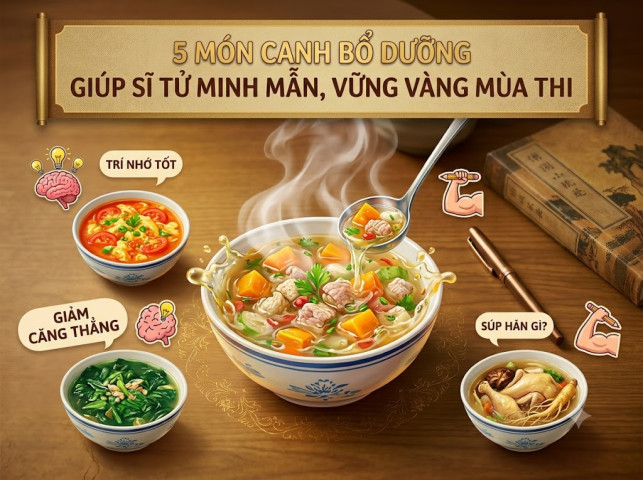 5 món canh bổ dưỡng giúp sĩ tử minh mẫn, vững vàng mùa thi